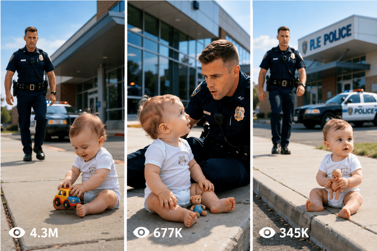 MASTER PROMPT — POLICE OFFICER & BABY VIRAL REEL (15s) — Video Prompts preview
