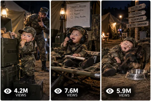 Tiny Baby Soldier Camp Comedy | Seedance AI Master Prompt — Video Prompts preview