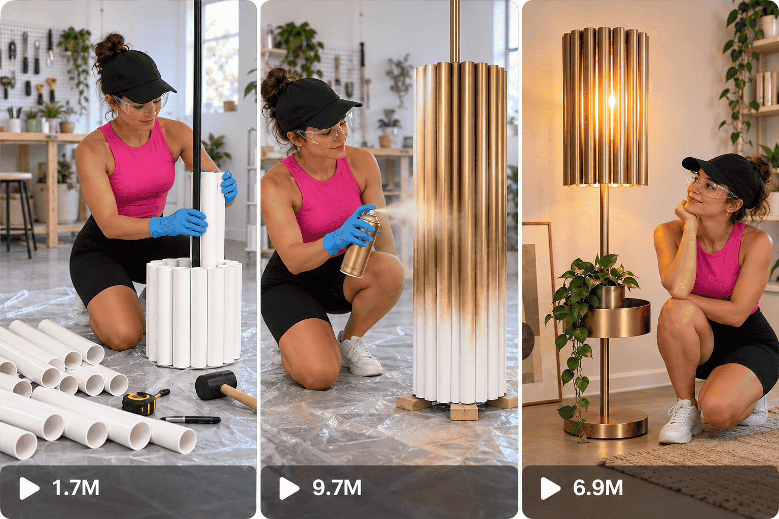 Cheap PVC Pipes Turned Into a Luxury Floor Lamp 20s — Video Prompts preview
