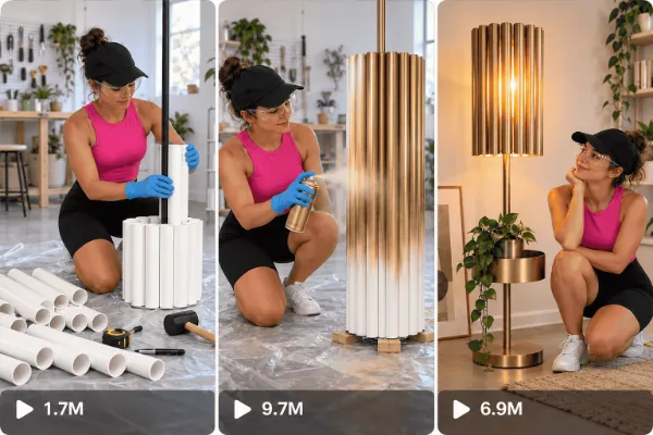 Cheap PVC Pipes Turned Into a Luxury Floor Lamp 20s — Video Prompts preview