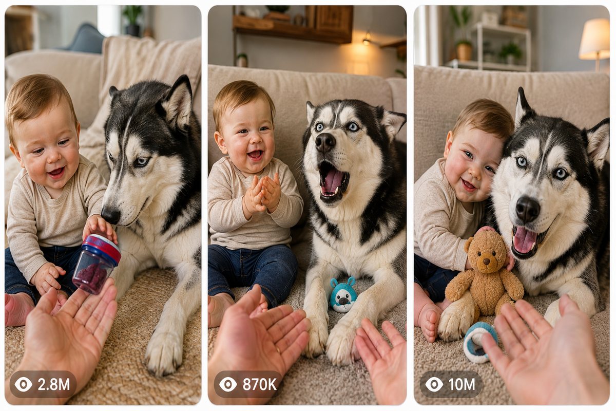 Baby & Husky Viral Family Comedy — Video Prompts preview