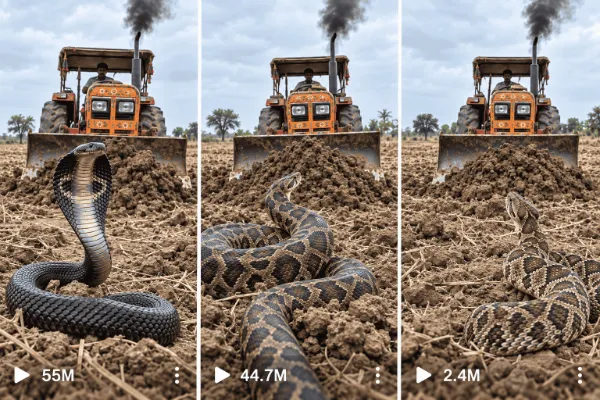 Tractor vs Giant Snakes | Google Flow AI Video — Video Prompts preview