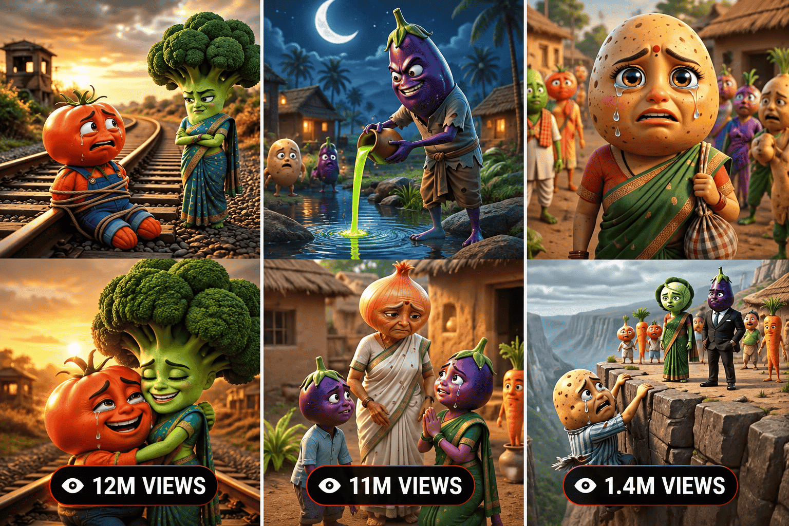 Emotional Vegetable Village Stories That Went Viral 🥦🍅🥔 — Video Prompts preview