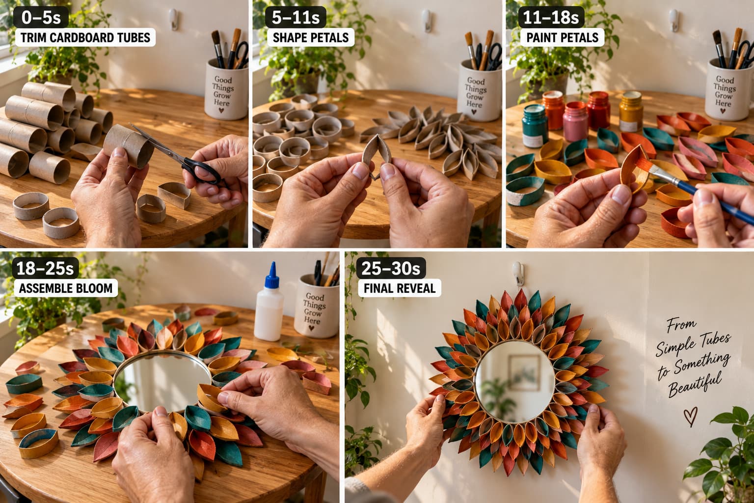 Cardboard Tube Bloom Décor Craft | Seedance AI Master Prompt — Video Prompts preview